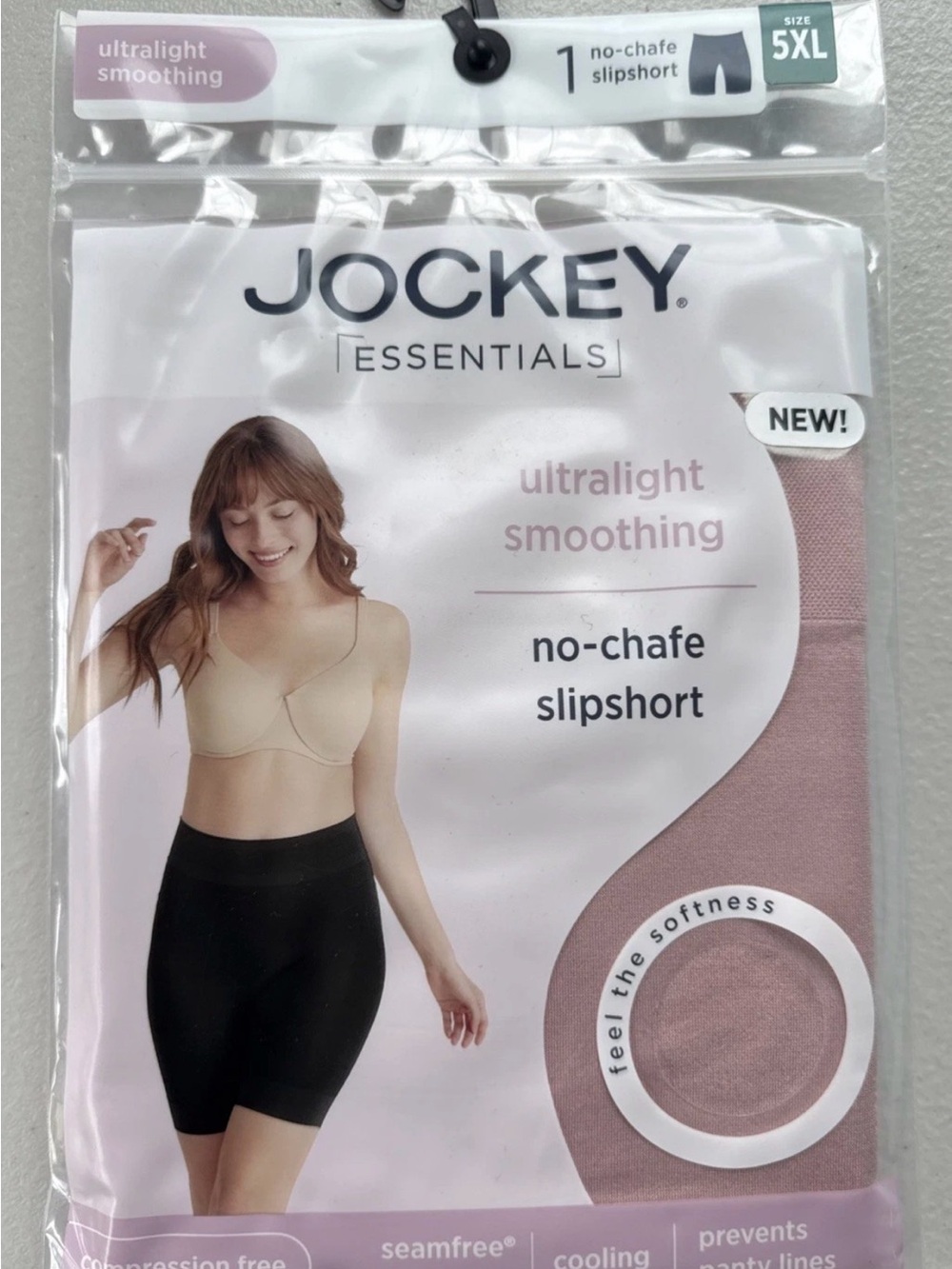 Jockey Essentials No-Chafe Slipshorts - Dusty Rose 2 pair 5XL NWT